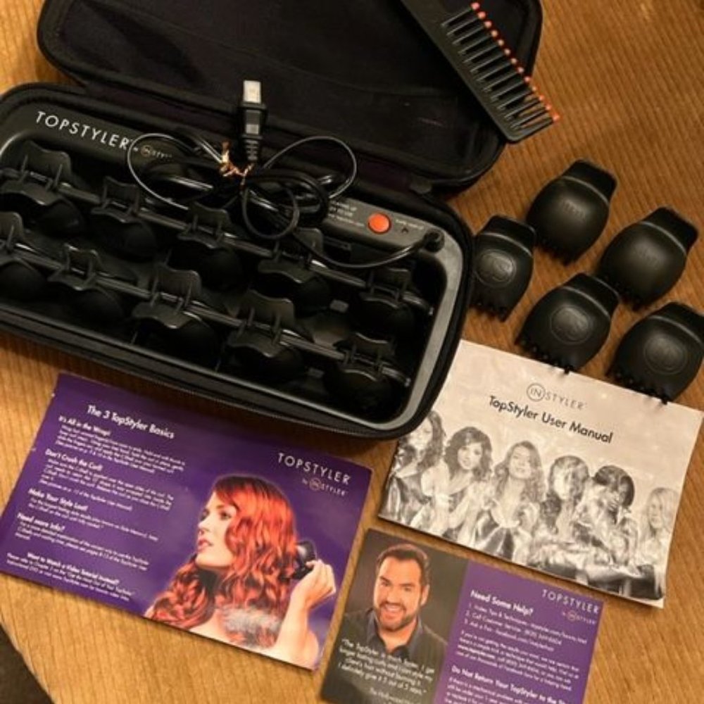 TOPSTYLER INstyler Case with Complete Electric Hair Styling Set (Like New!)